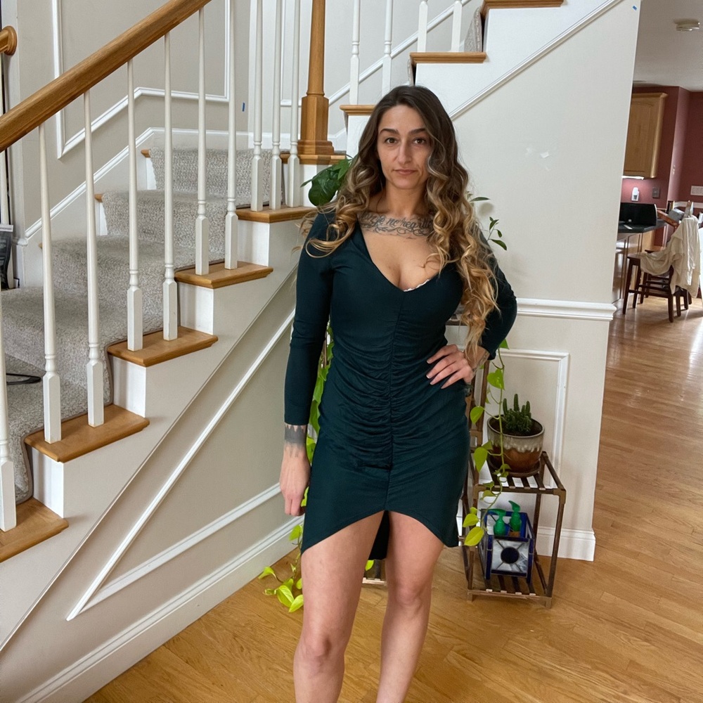Charlotte Russe Body-con Dress with Leg Highlighting V-Cut